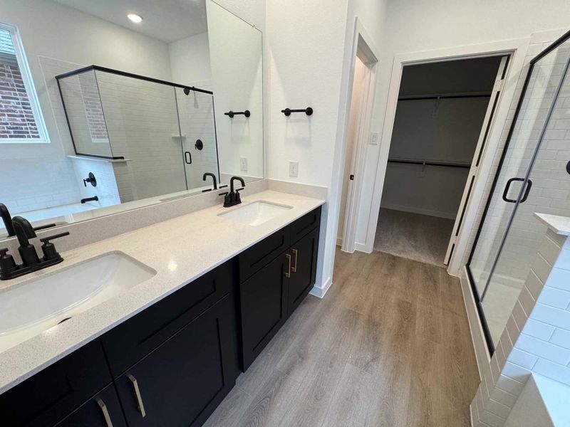 Primary Bathroom Construction Progress featuring the Noir Collection