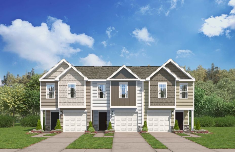 Representative exterior photo of a completed home built from the The Pointe by Stanley Martin Homes in Westbriar Woods Townhomes, Spartanburg, SC (Image 18).