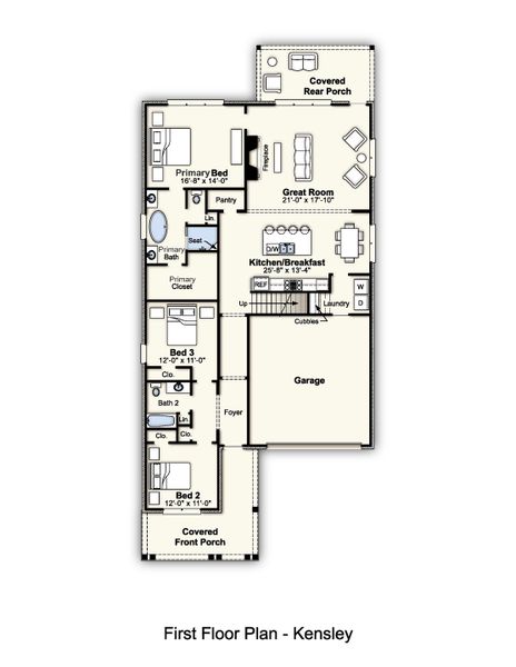 2D floor plan layout for the Kensley by Grant & Co in Myers Park, Arlington, TN (Image 3).