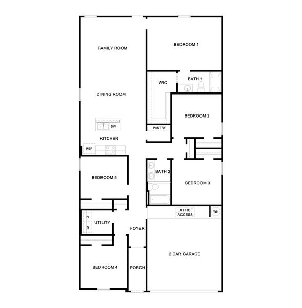 2D floor plan layout for the The Carson by D.R. Horton in Durango, Mustang Ridge, TX (Image 3).