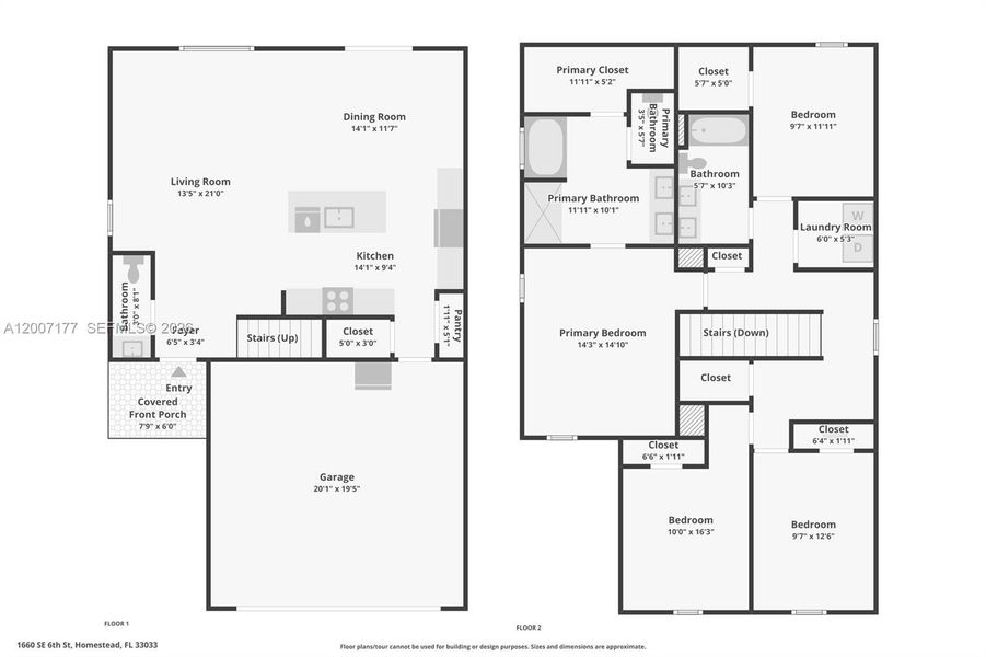 2D floor plan layout of this home in Messina Place, Homestead, FL (Image 5).