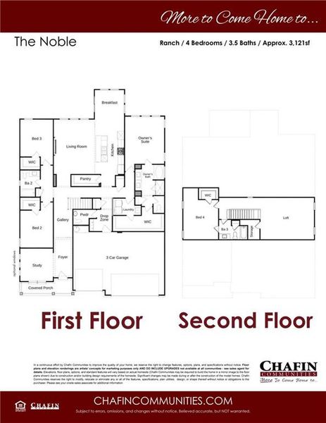 2D floor plan layout of this home in Rosewood Lake Preserve, Hoschton, GA (Image 5).