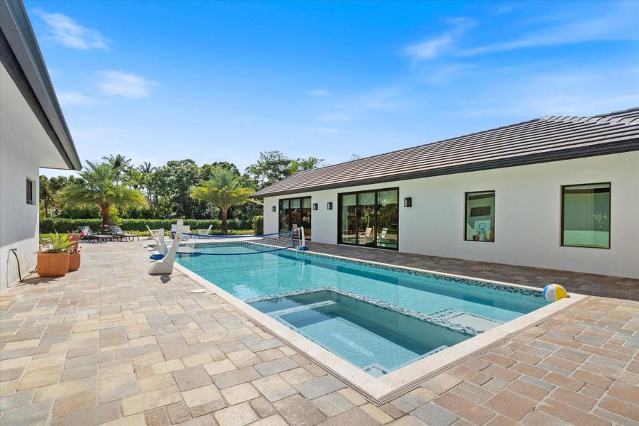 Jacuzzi, sun shelf, lap pool