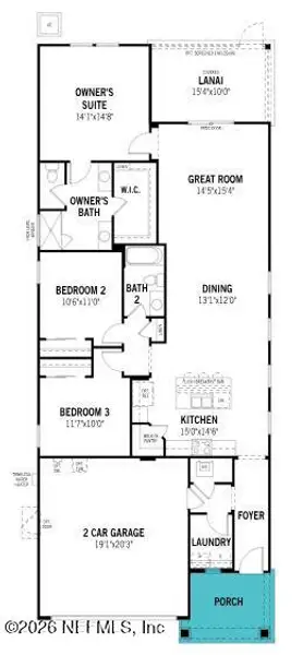 2D floor plan layout of this home in RiverTown, St. Johns, FL (Image 4).