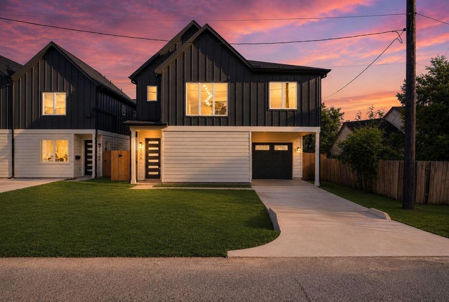 Front exterior of a new home in , Houston, TX, highlighting curb appeal (Image 1). Front exterior of a new home in , Houston, TX, highlighting curb appeal (Image 1).