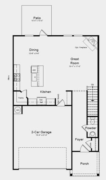 2D floor plan layout of this home in Heritage River, Euharlee, GA (Image 5).