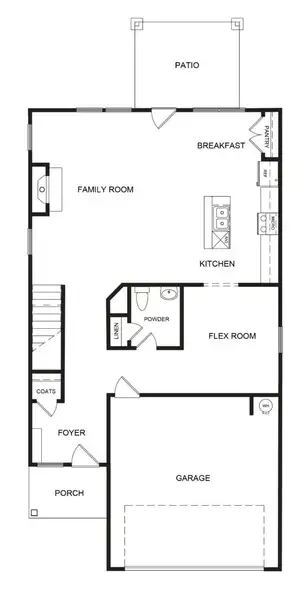 2D floor plan layout for the The Franklin II by Direct Residential Communities in Fairview Lake, Conyers, GA (Image 3).