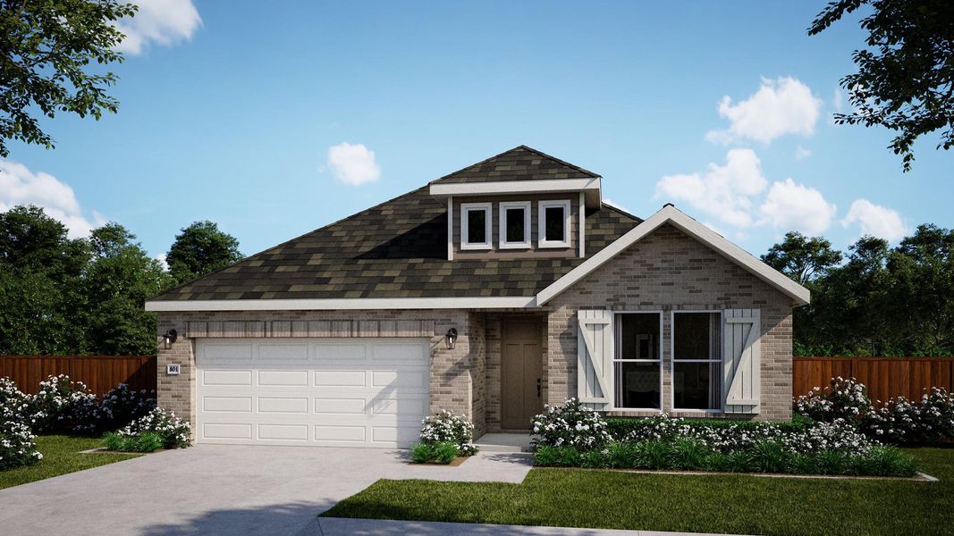 Representative exterior photo of a completed home built from the Jaxon by Risewell Homes in Sage Collection – Freedom at Anthem, Kyle, TX (Image 13).