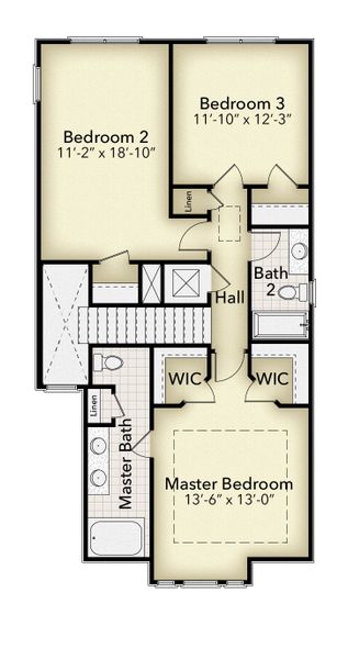 2D floor plan layout for the 1648 by Adams Homes in Pine Top, Cantonment, FL (Image 4).