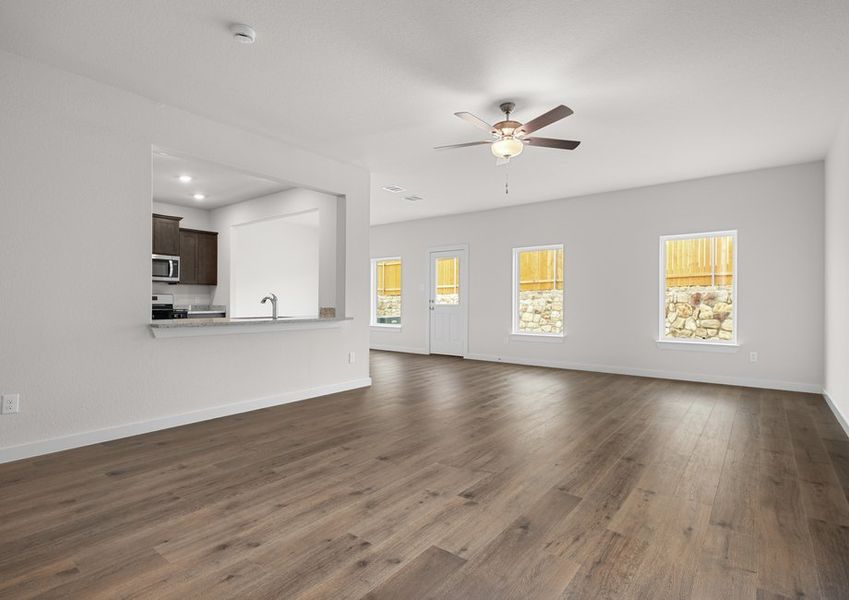 The floor plan is an open-concept layout. The floor plan is an open-concept layout.