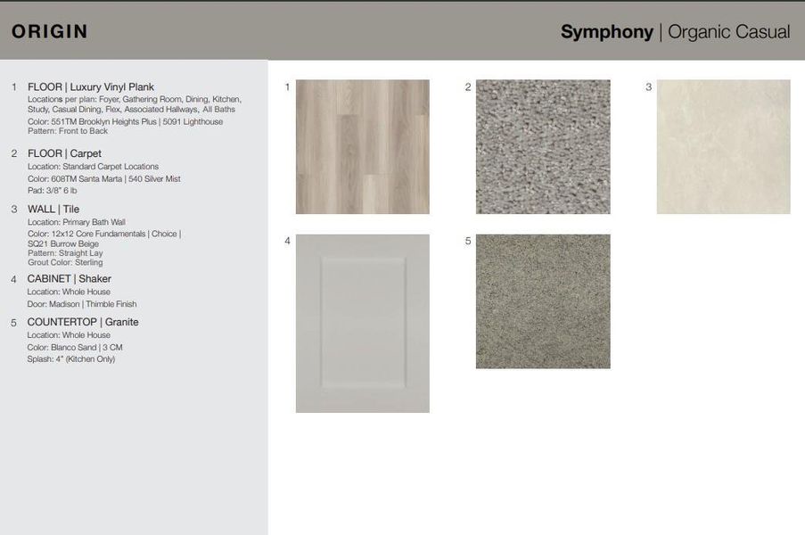 21814 Honey Scent Lane design selections. Home is currently under construction and selections are subject to change.
