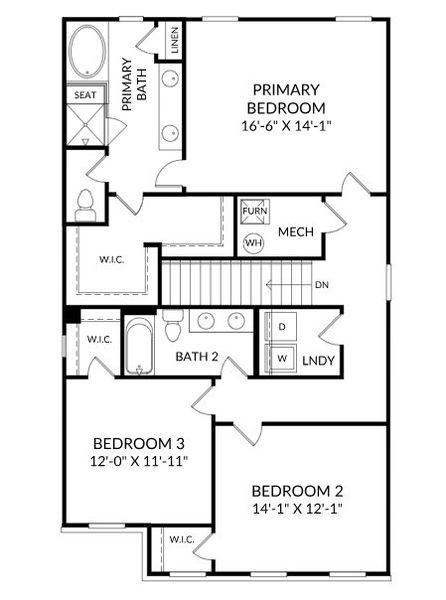 2D floor plan layout for the The Hollins by Stanley Martin Homes in Rhodes Glen, Lawrenceville, GA (Image 3).