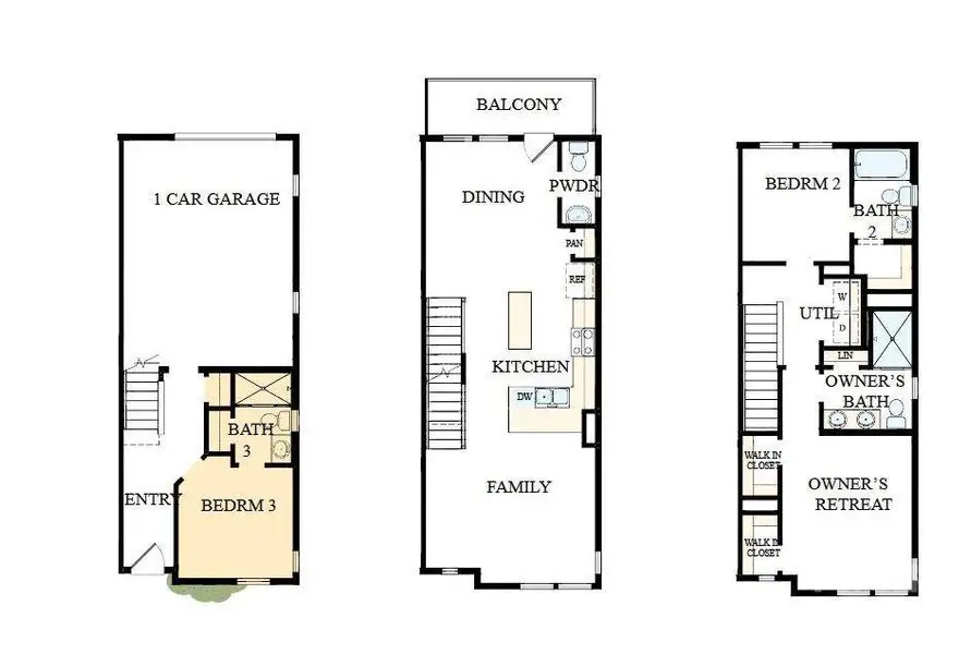 2D floor plan layout of this home in Central Living at Craig, Charlotte, NC (Image 3). 2D floor plan layout of this home in Central Living at Craig, Charlotte, NC (Image 3).