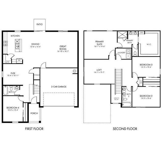 2D floor plan layout of this home in Oakfield Trails - Classic Series, Parrish, FL (Image 1).