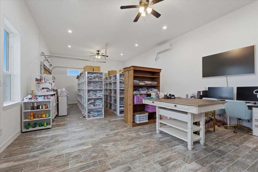 Inside shop with mini-split