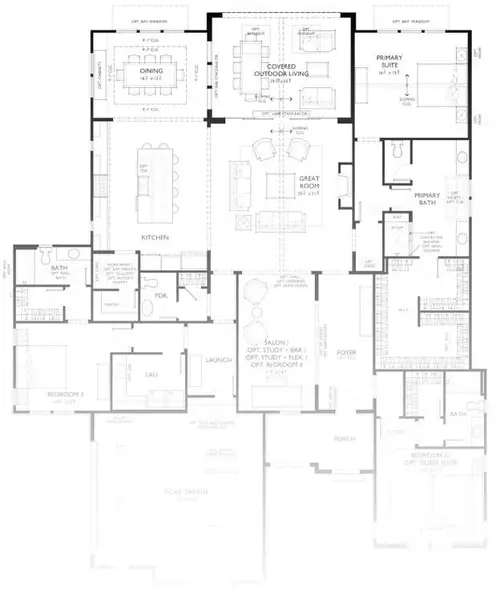 2D floor plan layout for the Montecito Ranch by Classica Homes in Riverchase Estates, Lancaster, SC (Image 4).