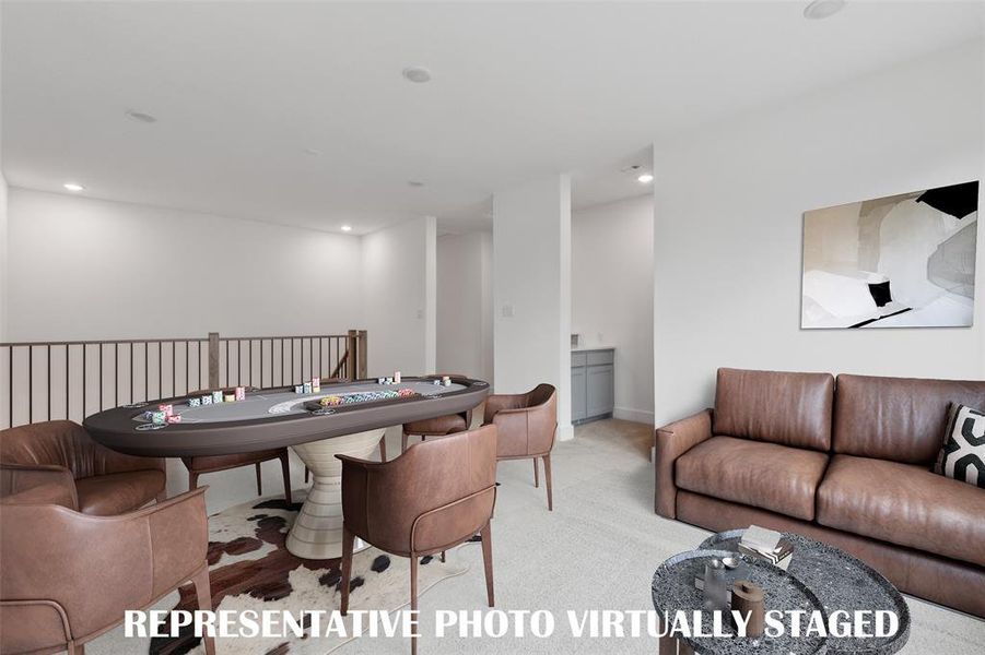 Fun filled family game nights are waiting for you in this wonderful game room!  REPRESENTATIVE PHOTO VIRTUALLY STAGED