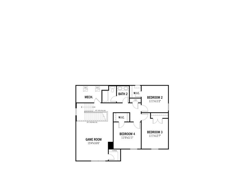 2D floor plan layout of this home in Villages of Hurricane Creek, Anna, TX (Image 3).