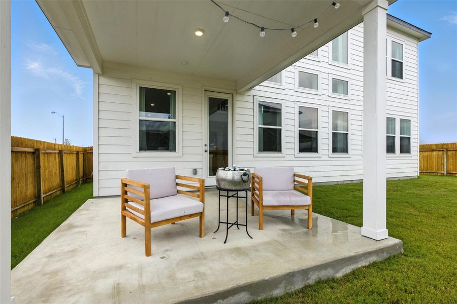 Exterior details and patio area of a home in Enclave at Cele, Pflugerville (Image 4).