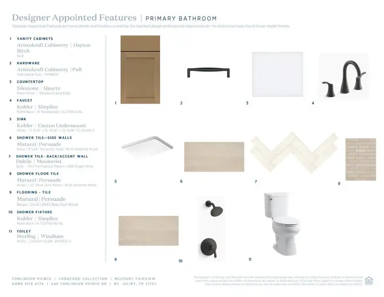 Sample of building materials used in homes in Tomlinson Pointe, Mount Juliet (Image 10).