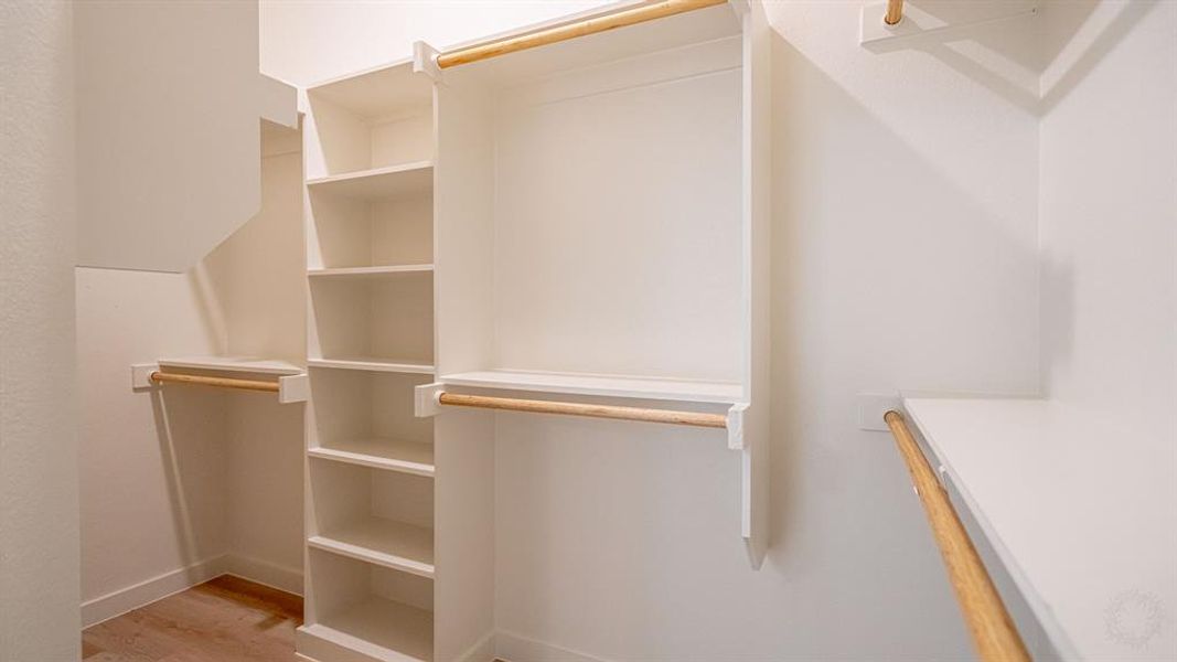 Large walk in primary closet