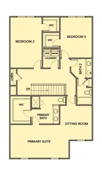 2D floor plan layout for the Honeybee by Kerley Family Homes in Sawmill Creek, Austell, GA (Image 4).