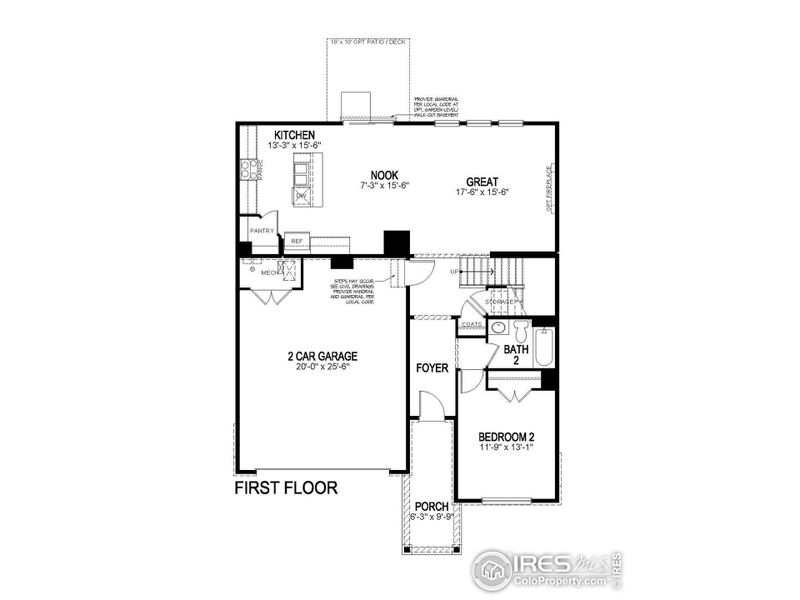 2D floor plan layout of this home in Hansen Farm, Fort Collins, CO (Image 2).