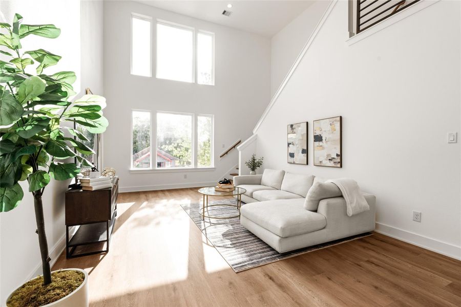 Architecture does the talking here. The furniture just fills the room. Architecture does the talking here. The furniture just fills the room.