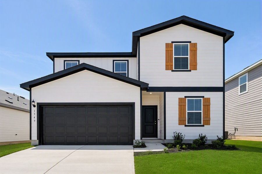 Front exterior of a new home in Skyview, Belton, TX, highlighting curb appeal (Image 21).