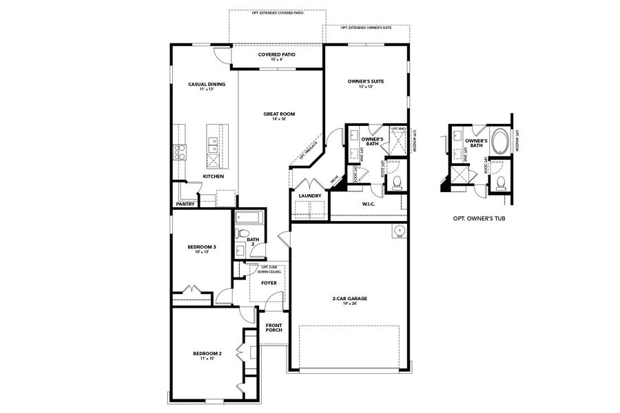 2D floor plan layout for the Blanton by DRB Homes in Opal Ranch, Kyle, TX (Image 3).