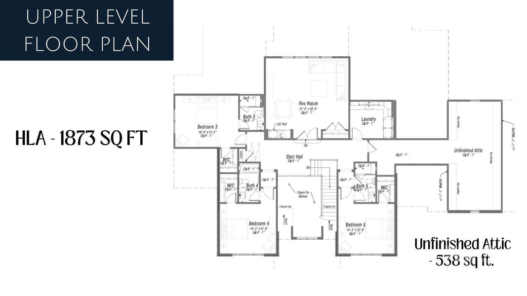 2nd Floor Plan- Option to finish unfinished space available at buyer cost.