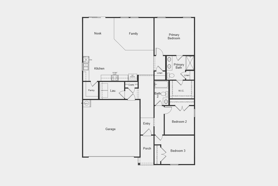 2D floor plan layout for the 1582 by KB Home in Cottages at Clovis Point, Kings Mountain, NC (Image 3).