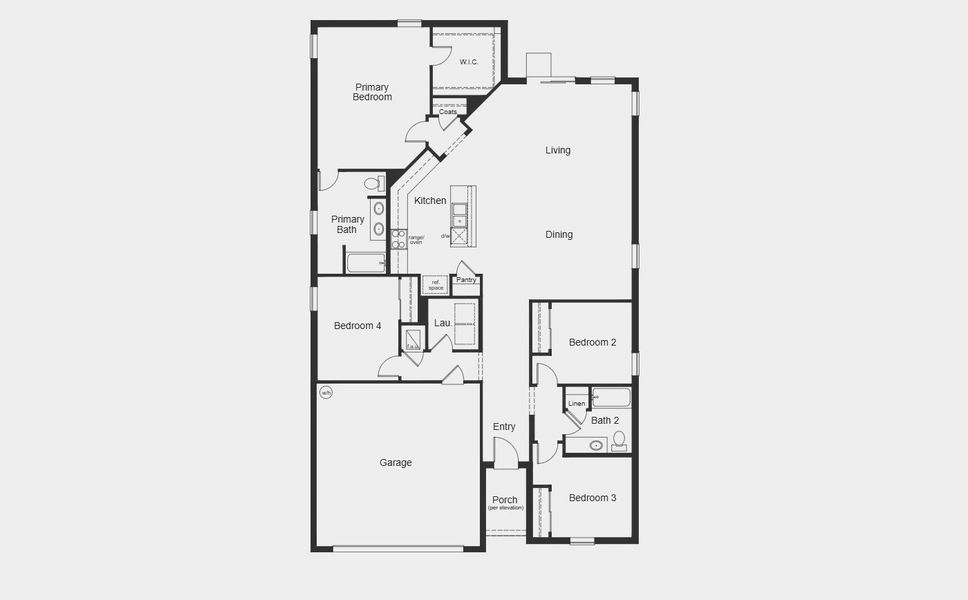 2D floor plan layout for the Plan 1989 by KB Home in Canoe Creek Reserve II, St. Cloud, FL (Image 3).