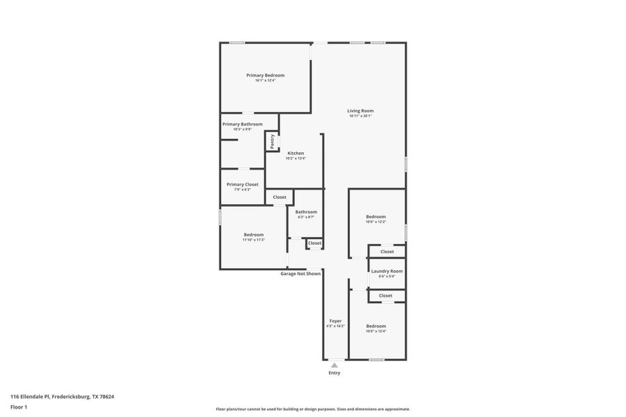 2D floor plan layout of this home in Friendship Oaks, Fredericksburg, TX (Image 3).