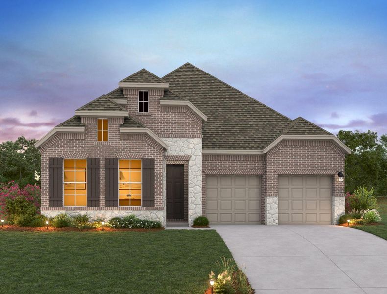 Front exterior of a new home in Berry Creek Highlands, Georgetown, TX, highlighting curb appeal (Image 2).