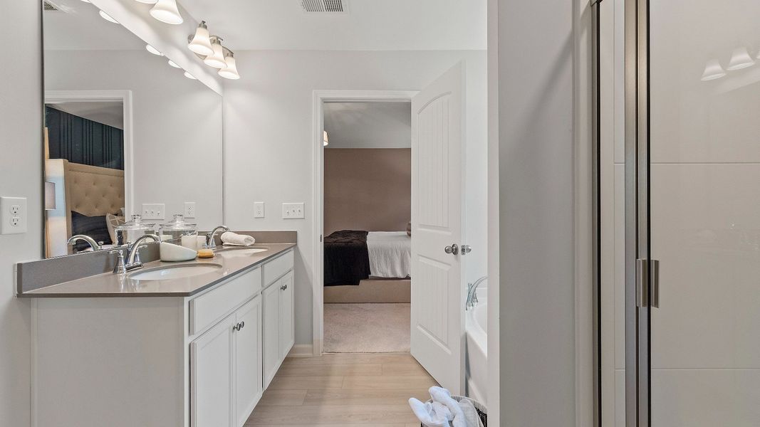 Furnished interior view inside a new home in Enclave at Evergreen, Fairburn (Image 29). Furnished interior view inside a new home in Enclave at Evergreen, Fairburn (Image 29).