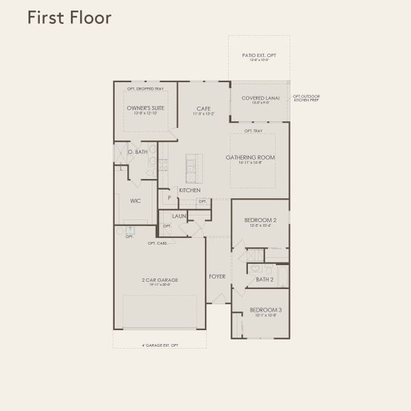 2D floor plan layout for the Cedar by Pulte Homes in Everhour, Newnan, GA (Image 1).