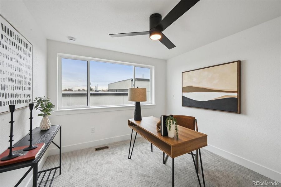 Third bedroom on third floor, with adjacent full bath