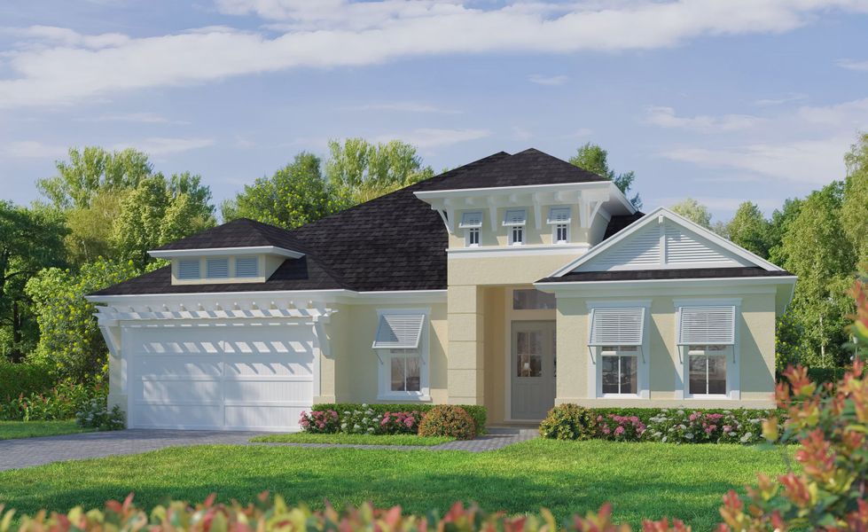 Representative exterior photo of a completed home built from the Sawgrass - Elite Series | 60' Wide Lots by ICI Homes in Oakbend, Venice, FL (Image 1). Representative exterior photo of a completed home built from the Sawgrass - Elite Series | 60' Wide Lots by ICI Homes in Oakbend, Venice, FL (Image 1).