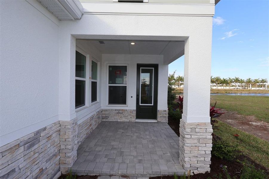 Exterior details and patio area of a home in Gracewater at Sarasota, Sarasota (Image 3).