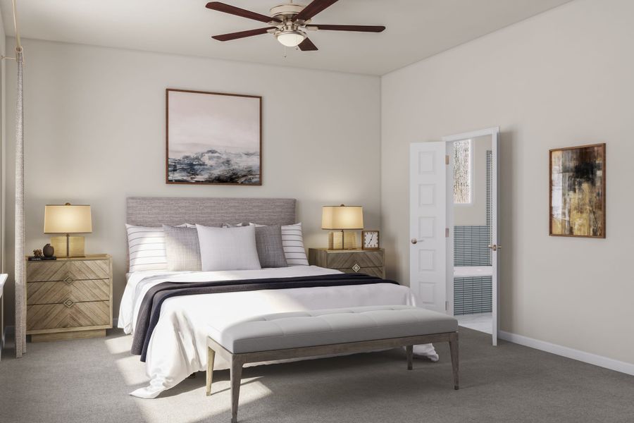 Representative furnished interior of a home built from the Rainey by Tri Pointe Homes in Lariat, Liberty Hill (Image 17).