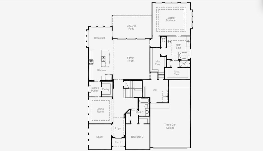 2D floor plan layout for the Humble by Coventry Homes in Pecan Square 60', Northlake, TX (Image 28).