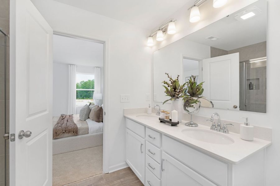 Representative furnished interior of a home built from the Wagner by True Homes in Edgewater - Lakeview Point, Lancaster (Image 16).
