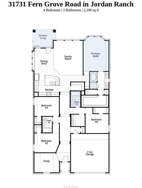 2D floor plan layout of this home in Jordan Ranch, Fulshear, TX (Image 2). 2D floor plan layout of this home in Jordan Ranch, Fulshear, TX (Image 2).