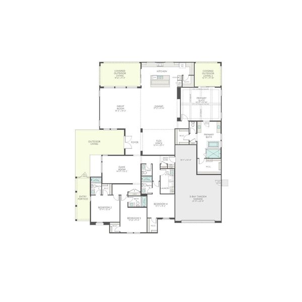 2D floor plan layout for the Camarillo Plan 7002 by Tri Pointe Homes in Lusitano, Gilbert, AZ (Image 3).