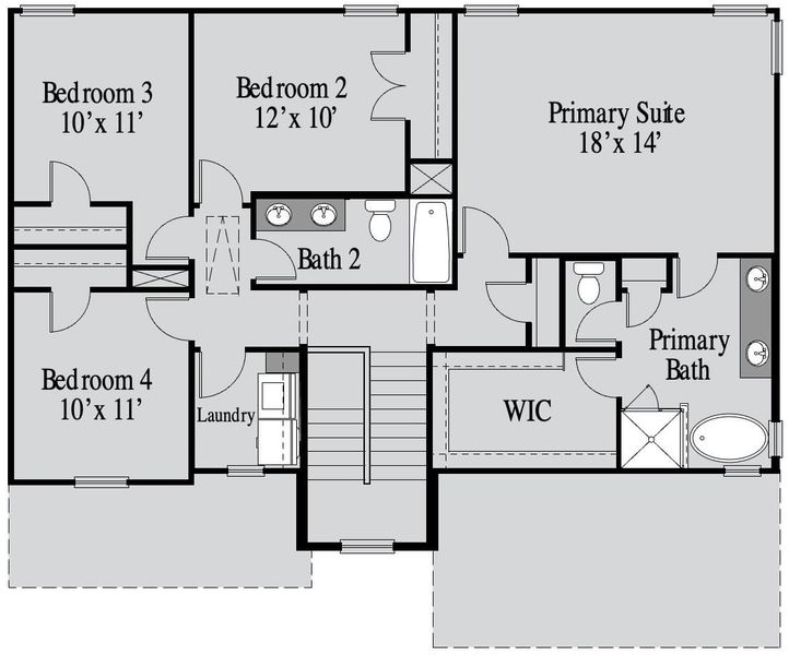 2D floor plan layout for the Atkinson by UnionMain Homes in Pickens Bluff, Hiram, GA (Image 5).