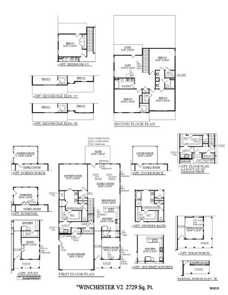 2D floor plan layout for the Winchester - Heritage Series by Dream Finders Homes in Wilkerson Place, Spring Hill, TN (Image 3).