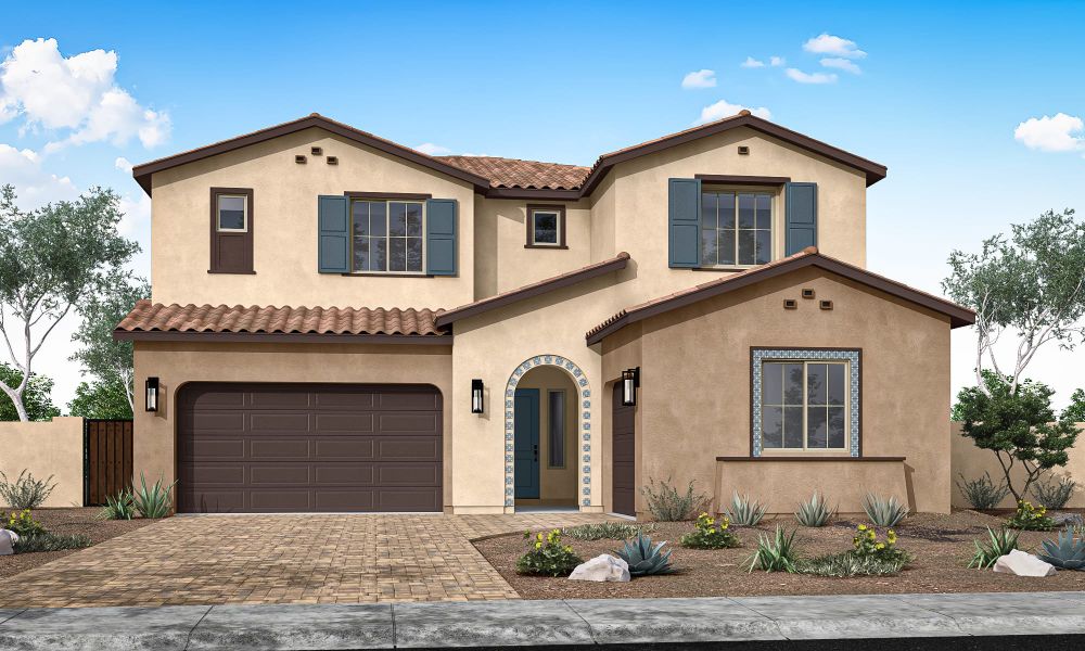 Representative exterior photo of a completed home built from the Ventana Plan 4507 by Tri Pointe Homes in Waterston Central, Gilbert, AZ (Image 20).