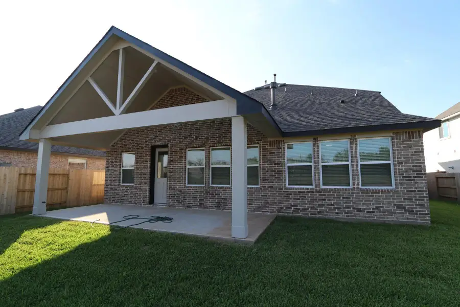 Covered patio in the backyard