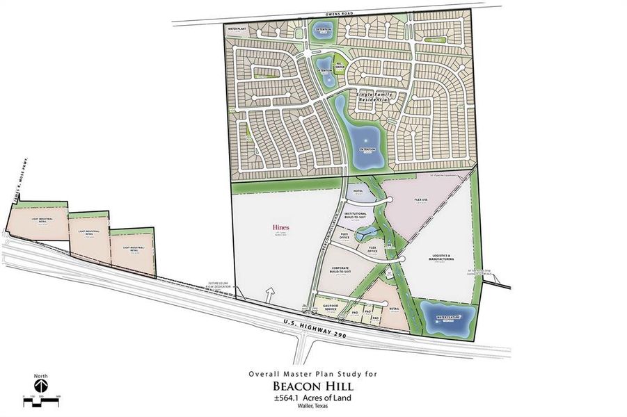 The neighborhood features 867 lots with 30 acres of ponds, trails and recreational green space. Residents enjoy easy access to a business park featuring 300 acres of restaurants, retail and office space.